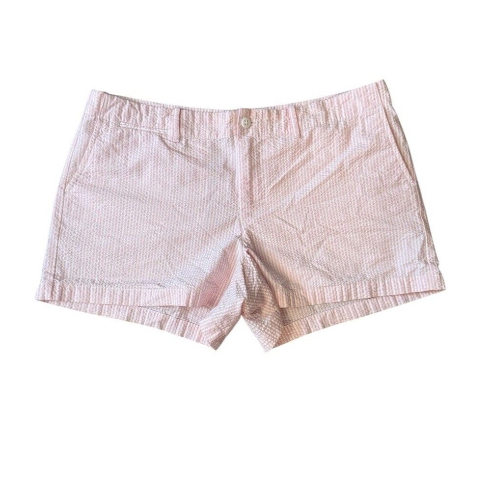 Ralph Lauren Seersucker Chino Shorts Women's‎ Size 10 Pink Stripes Golf